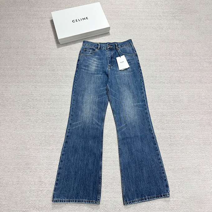 celine vintage wash low rise flare denim jeans